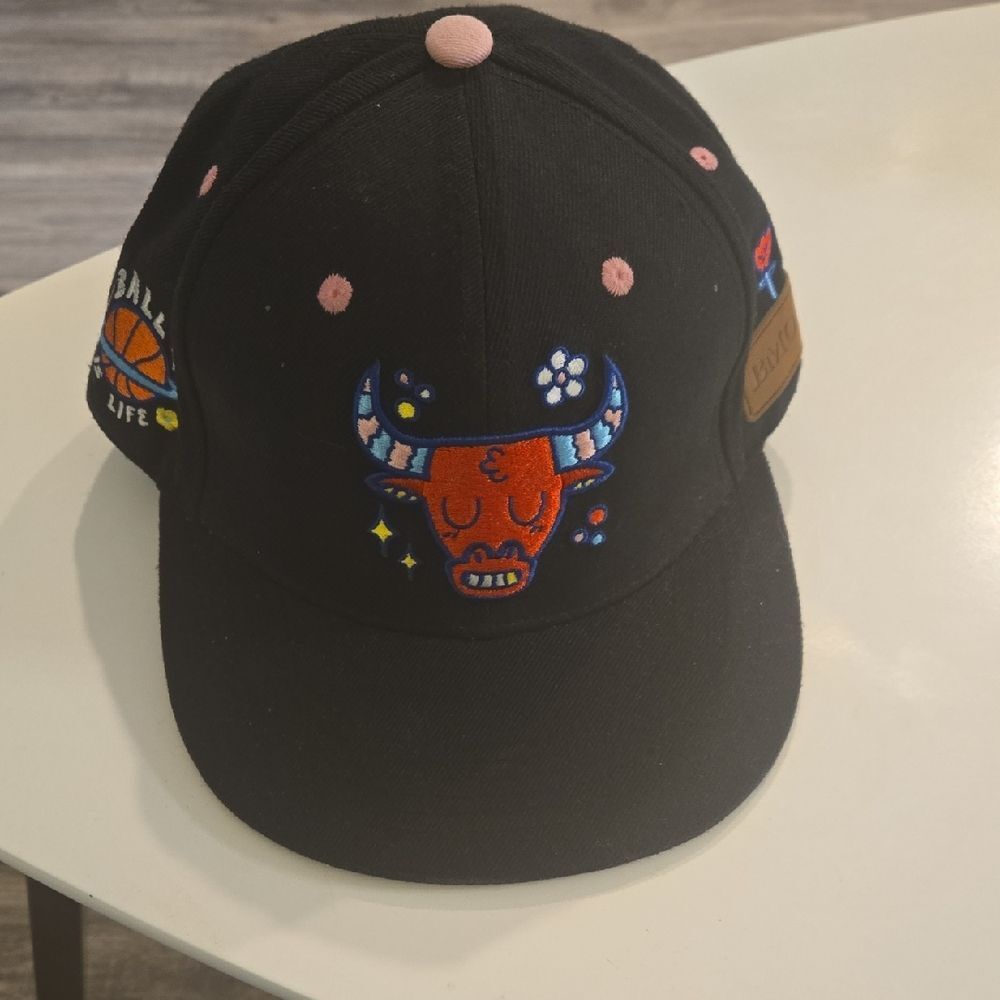 Black and Red Embroidered Cap